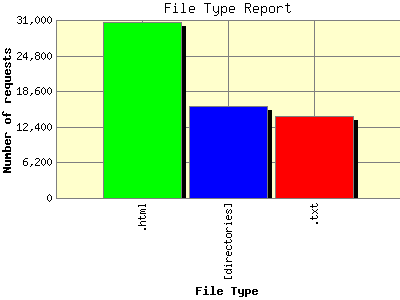 File Type Report: Number of requests by File Type.
